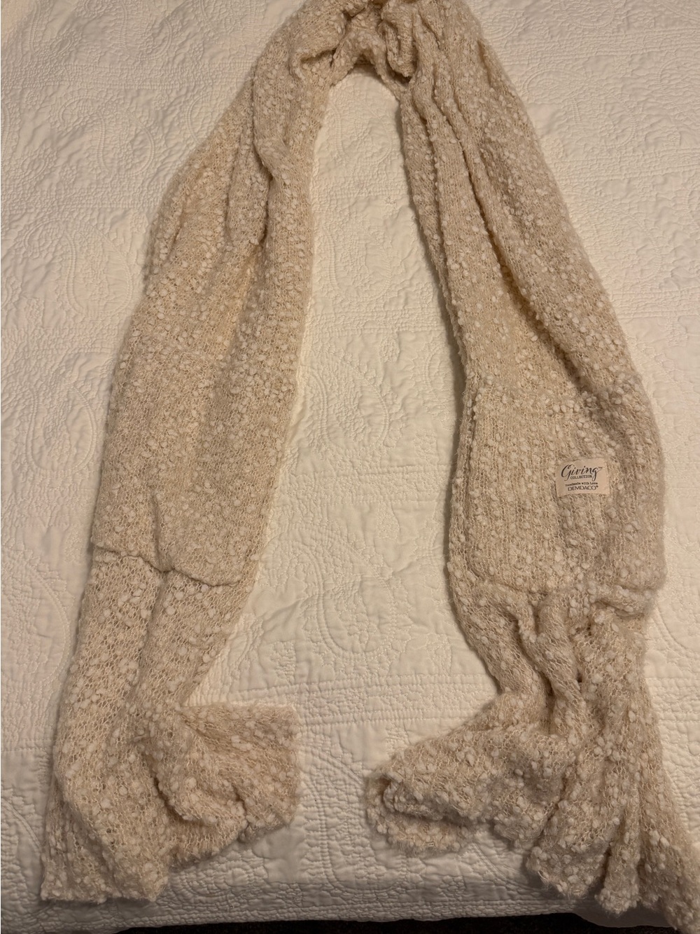 Demdaco Cream Bouclé Knit Scarf